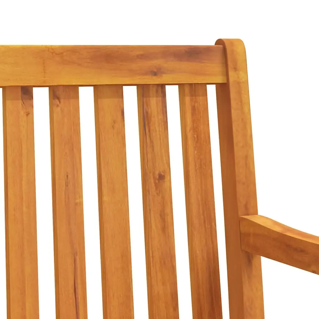 Outdoor Garden Bench Solid Acacia Wood 219cm Brown Seating with Backrest and Armrests