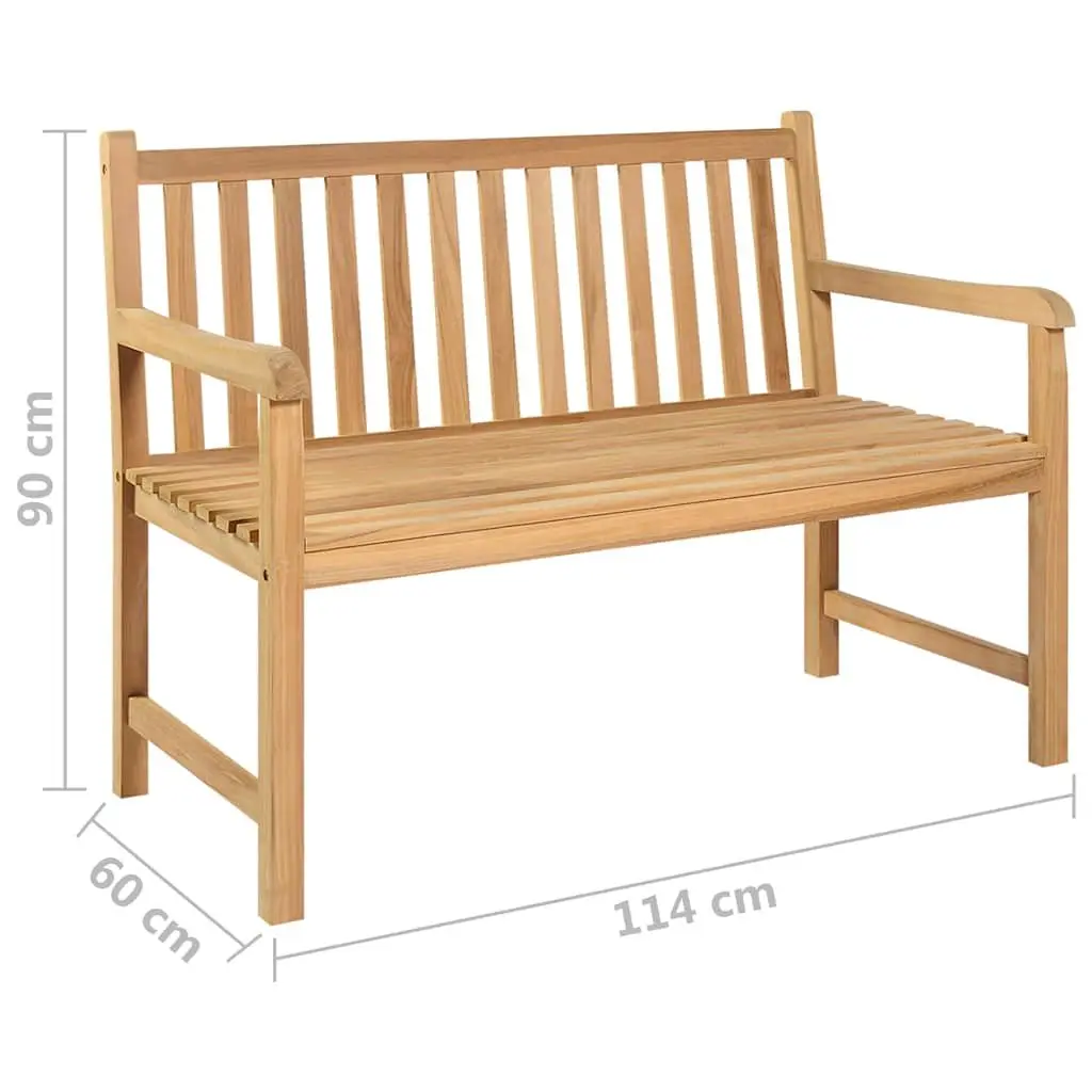 Garden Bench 114cm Outdoor Seating Teak Wood Patio Furniture Brown