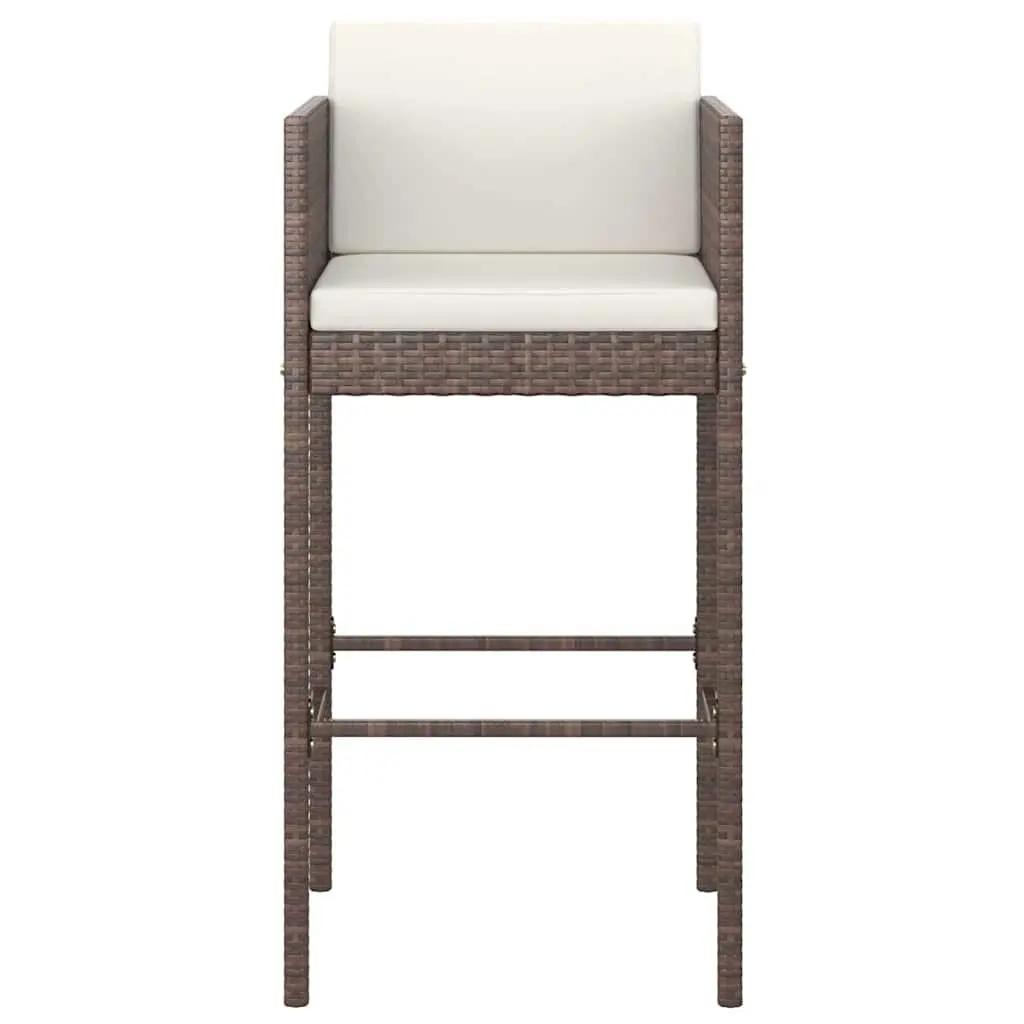 Outdoor Bar Stools Set 4 Pieces Brown Garden Seating with Cushions Patio Chairs