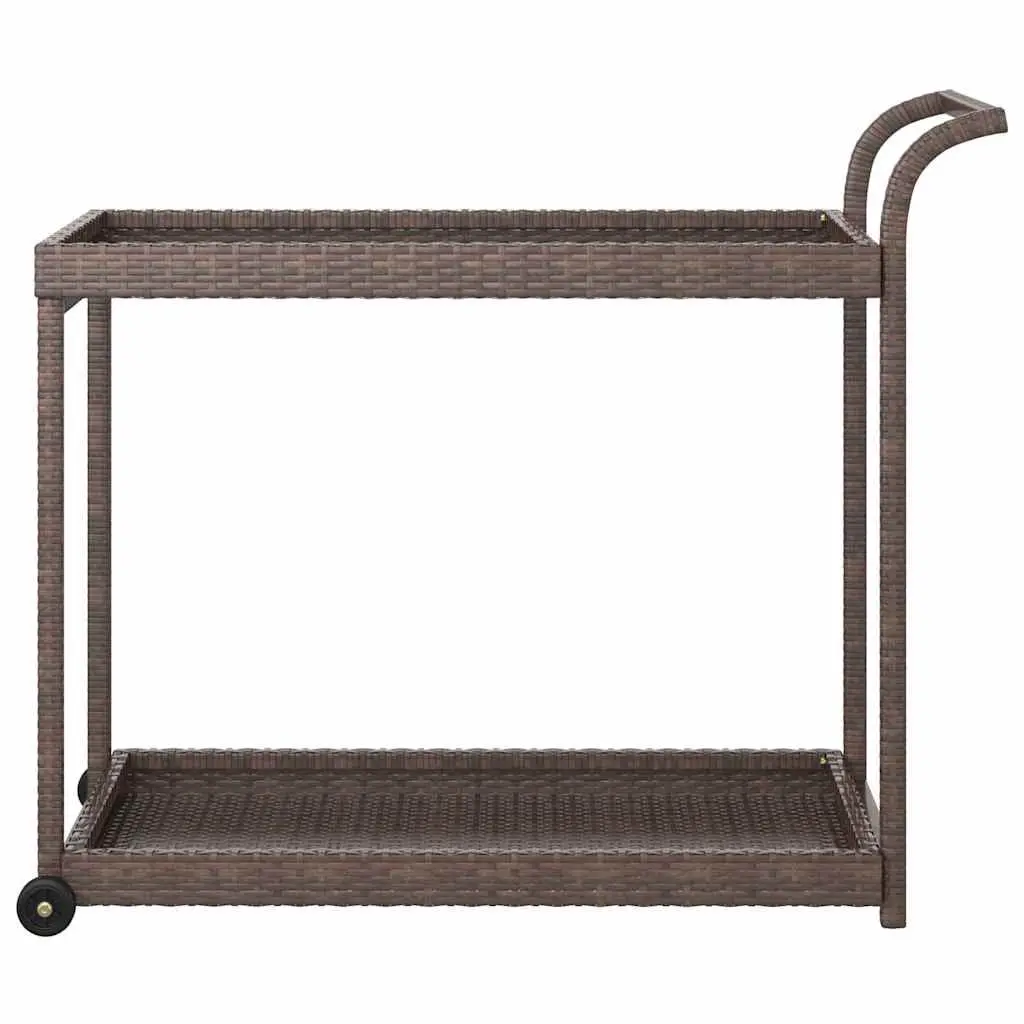Bar Cart Kitchen Dining Trolley 100x45x83 cm Brown Poly Rattan