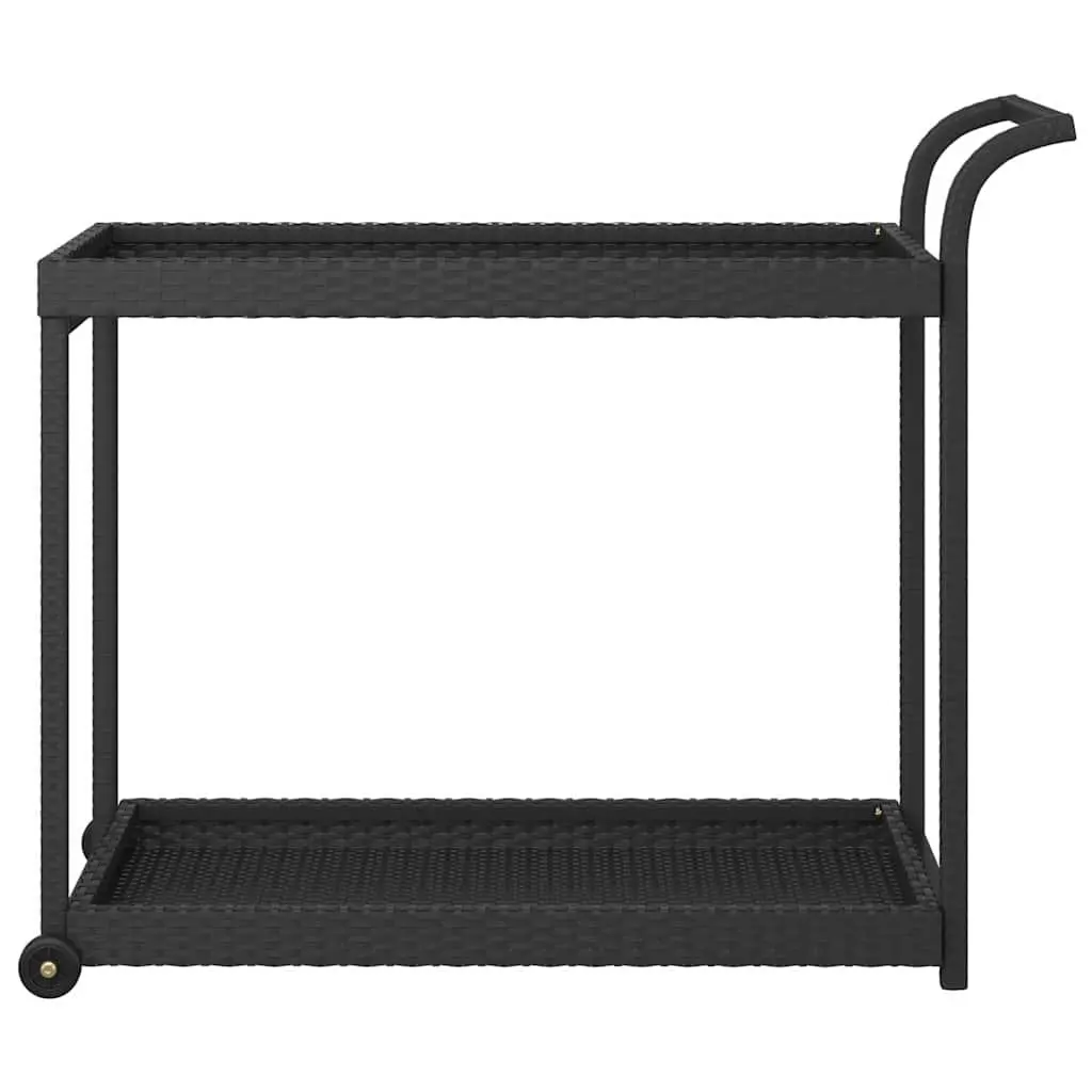 Bar Cart Kitchen Trolley Storage Service 100 x 45 x 83 cm Black Poly Rattan