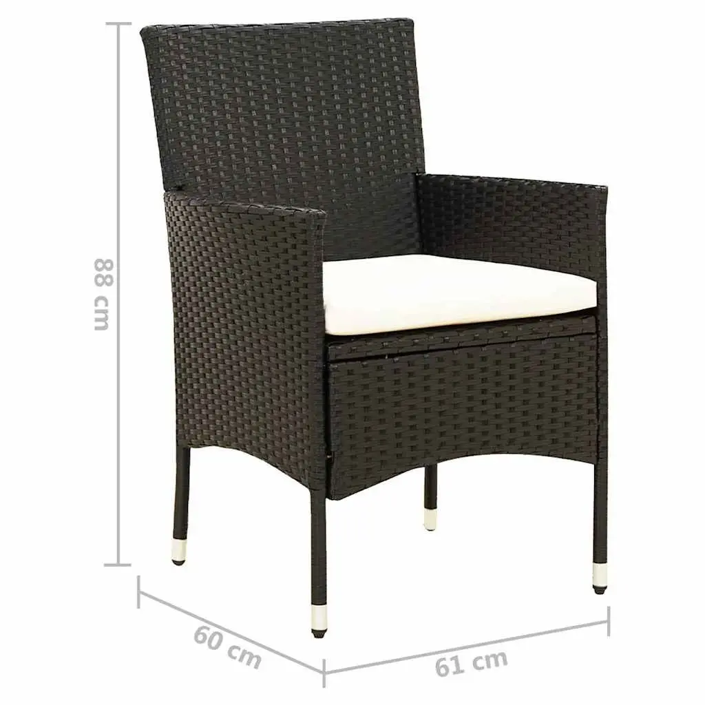 Outdoor Chairs with Cushions Set 2 pcs Garden Patio Seating Black Rattan