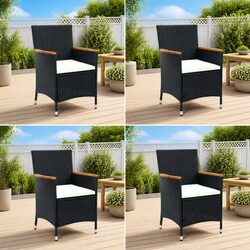 Reliable and Comfortable Black Outdoor Dining Chairs 4 pcs