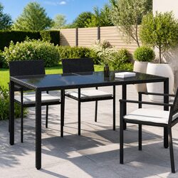 Reliable Garden Table with Glass Top, Easy Care and Use 150x90