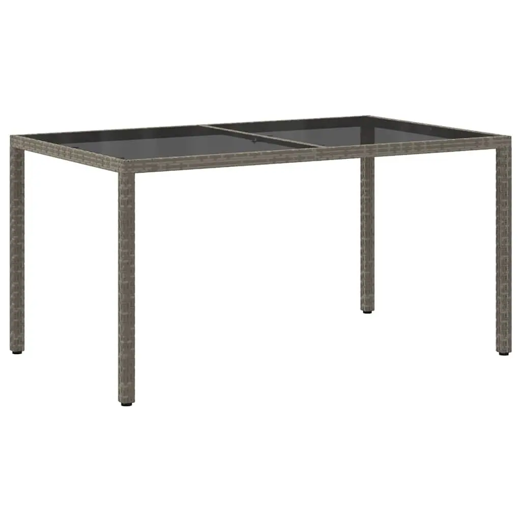 Garden Table Outdoor Patio Furniture 150x90x75 cm Grey Poly Rattan Tempered Glass