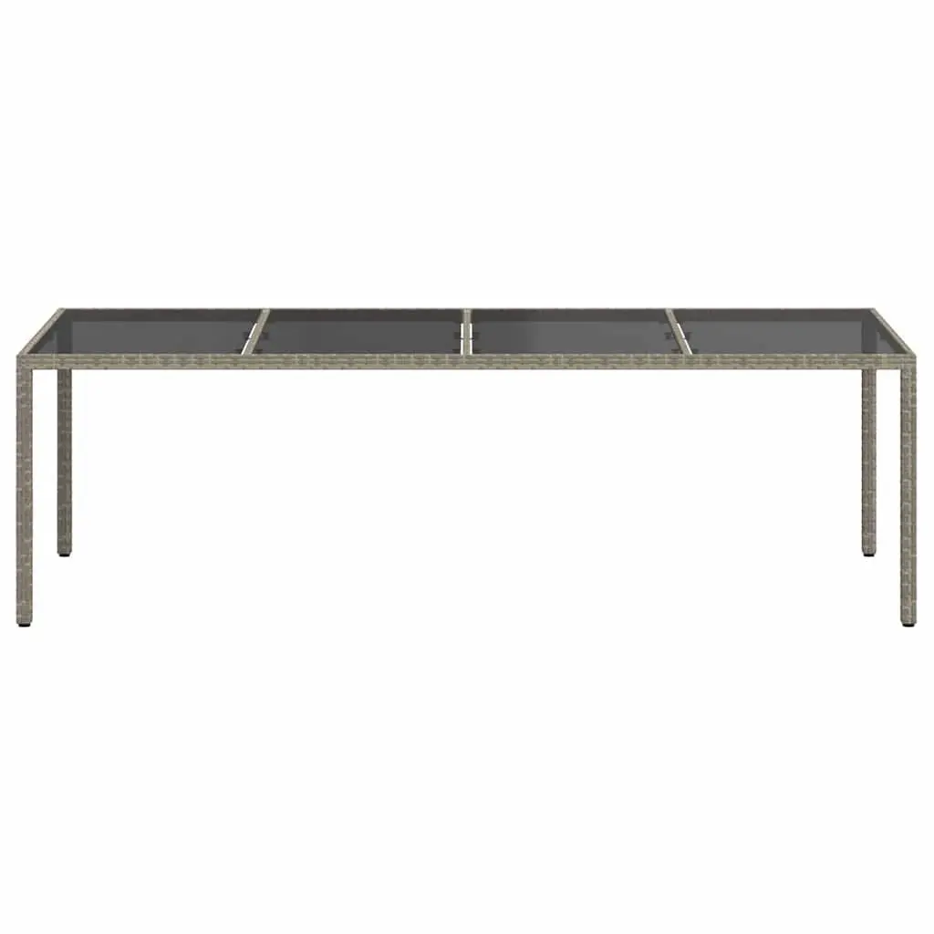 Garden Table Outdoor Patio Furniture Grey Tempered Glass Poly Rattan Frame