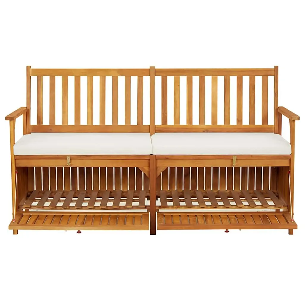 Outdoor Storage Bench with Cushion 148cm Solid Wood Acacia Brown Seating