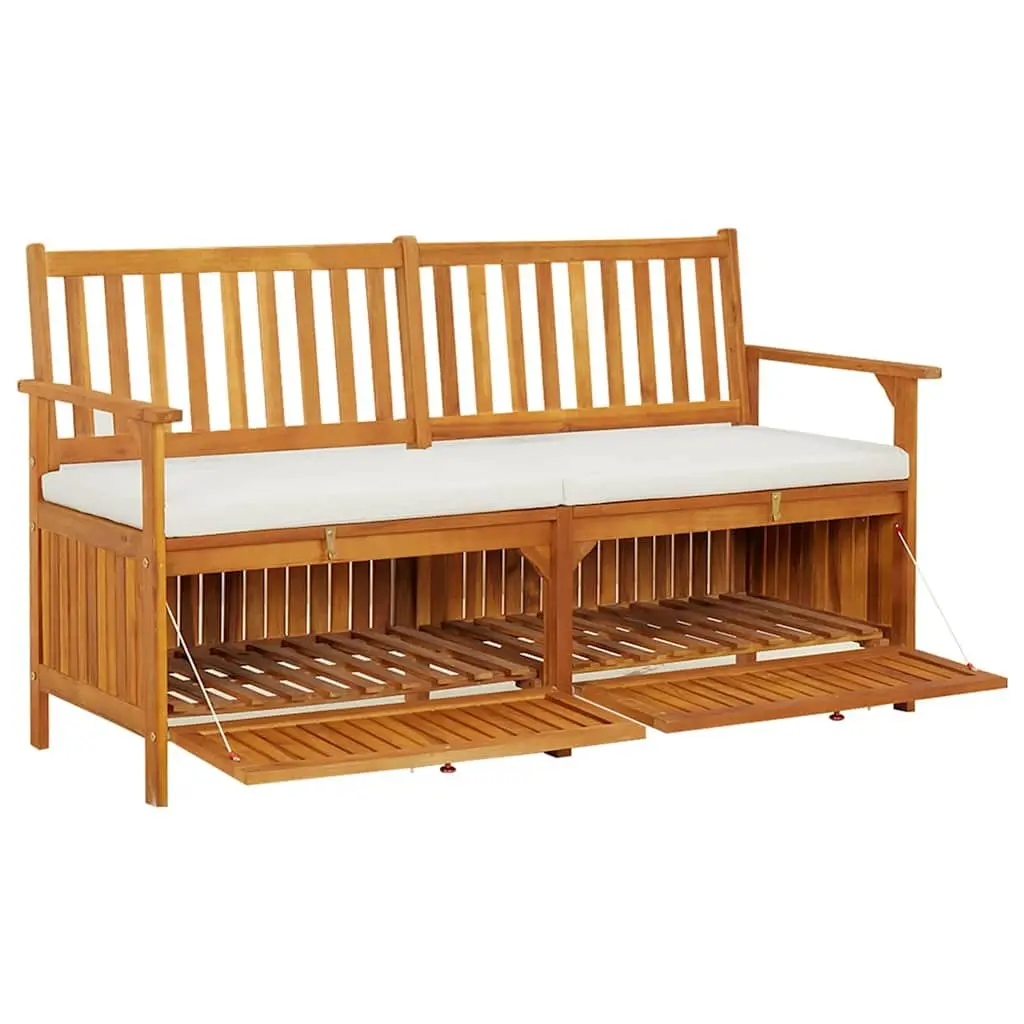 Outdoor Storage Bench with Cushion 148cm Solid Wood Acacia Brown Seating