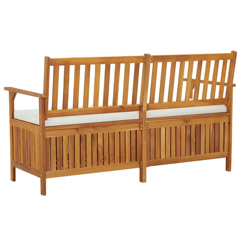 Outdoor Storage Bench with Cushion 148cm Solid Wood Acacia Brown Seating