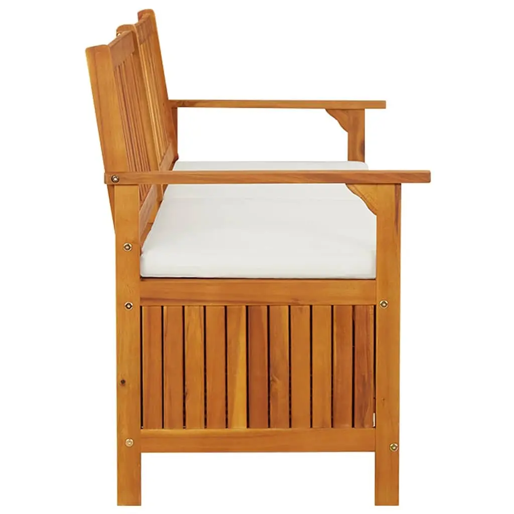 Acacia Wood Storage Bench 170cm with Padded Cushion Indoor Outdoor Seating Brown