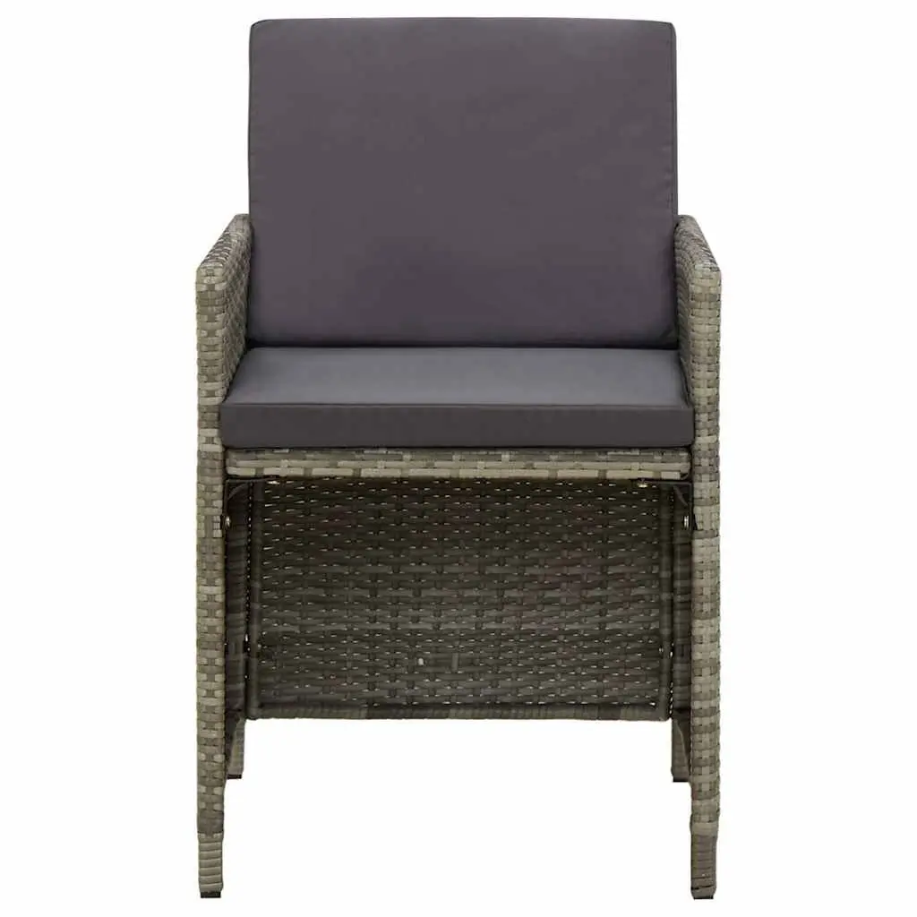 Outdoor Dining Chairs Set 4 Piece Grey Poly Rattan Garden Seating with Cushions