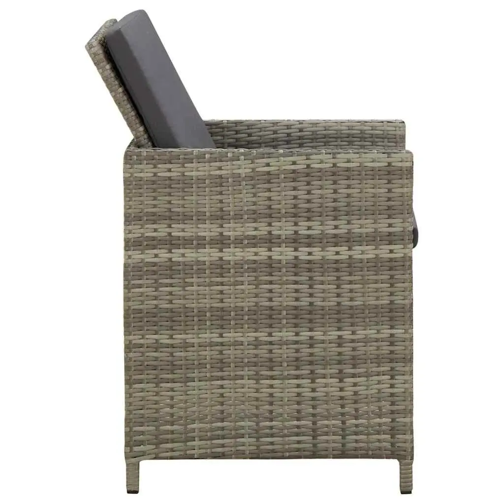Outdoor Dining Chairs Set 4 Piece Grey Poly Rattan Garden Seating with Cushions