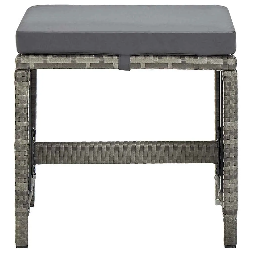 Garden Stools Set 4 Pieces Outdoor Patio Rattan Footrest Grey
