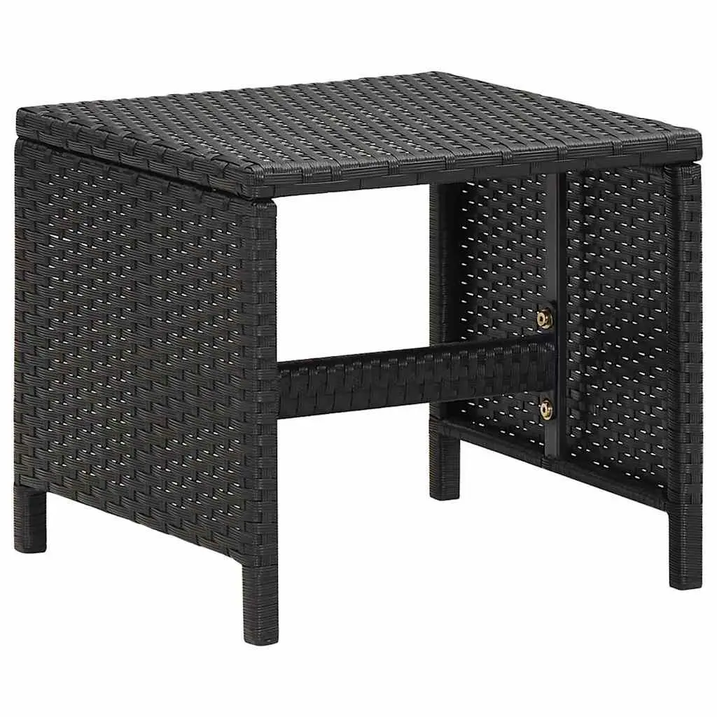 4 Piece Outdoor Garden Chair and Stool Set PE Rattan Patio Furniture Black