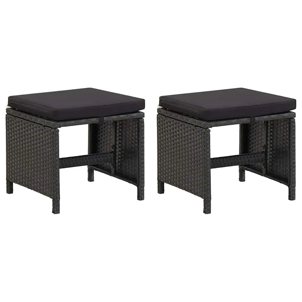 Outdoor Garden Chair and Stool Set 4 Piece Patio Seating Cushions Black