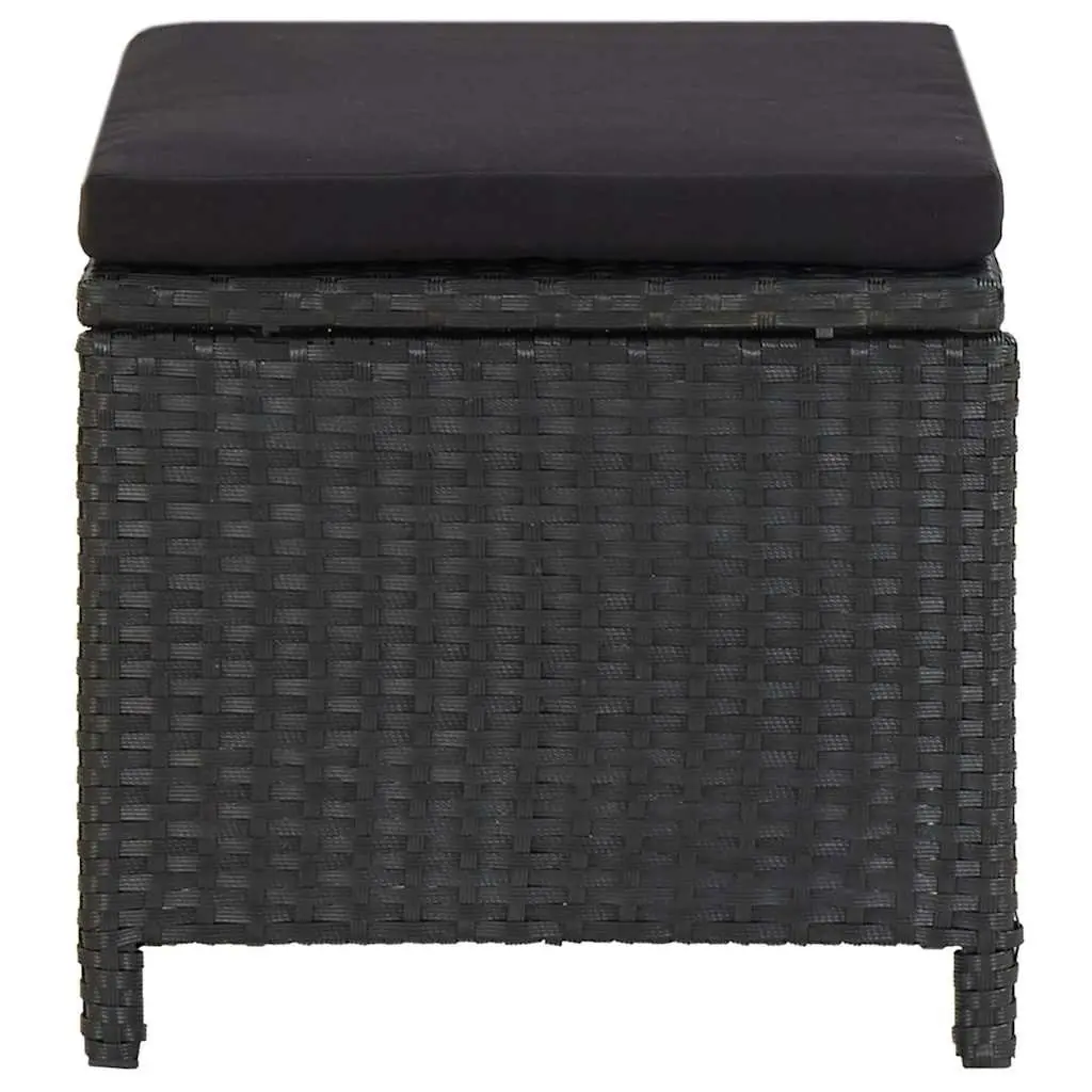 Outdoor Garden Chair and Stool Set 4 Piece Patio Seating Cushions Black