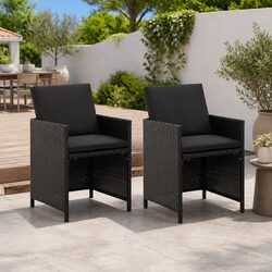 Comfortable Black Rattan Garden Chairs Set of 2