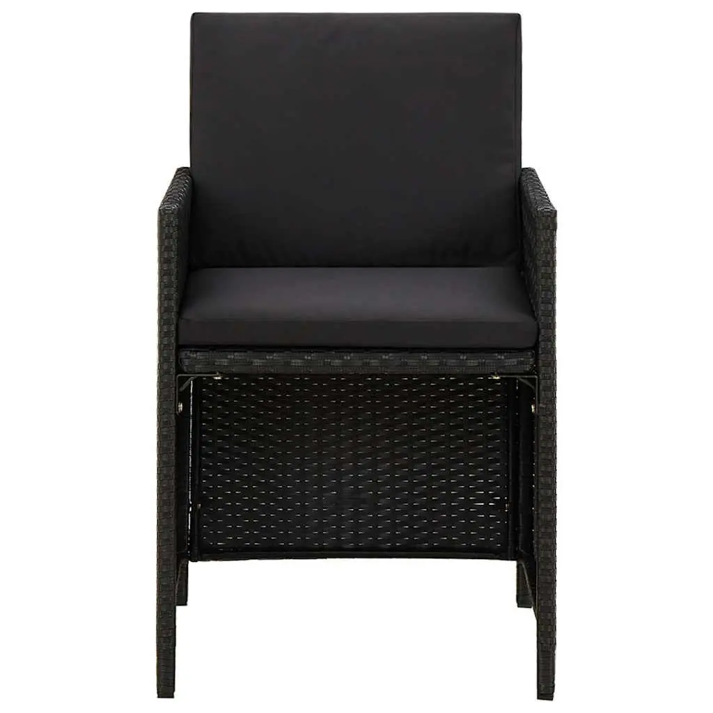 Outdoor Garden Chairs Set 2 pcs Black Poly Rattan Patio Dining Seating