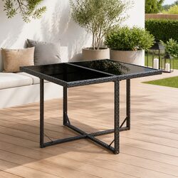Warm and Reliable Black Poly Rattan Garden Table