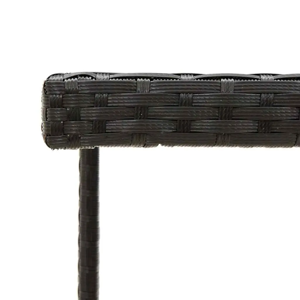 Outdoor Garden Dining Table Black Poly Rattan Glass Patio Furniture Modern