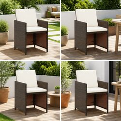 Comfortable Brown Poly Rattan Garden Chairs Set of 4