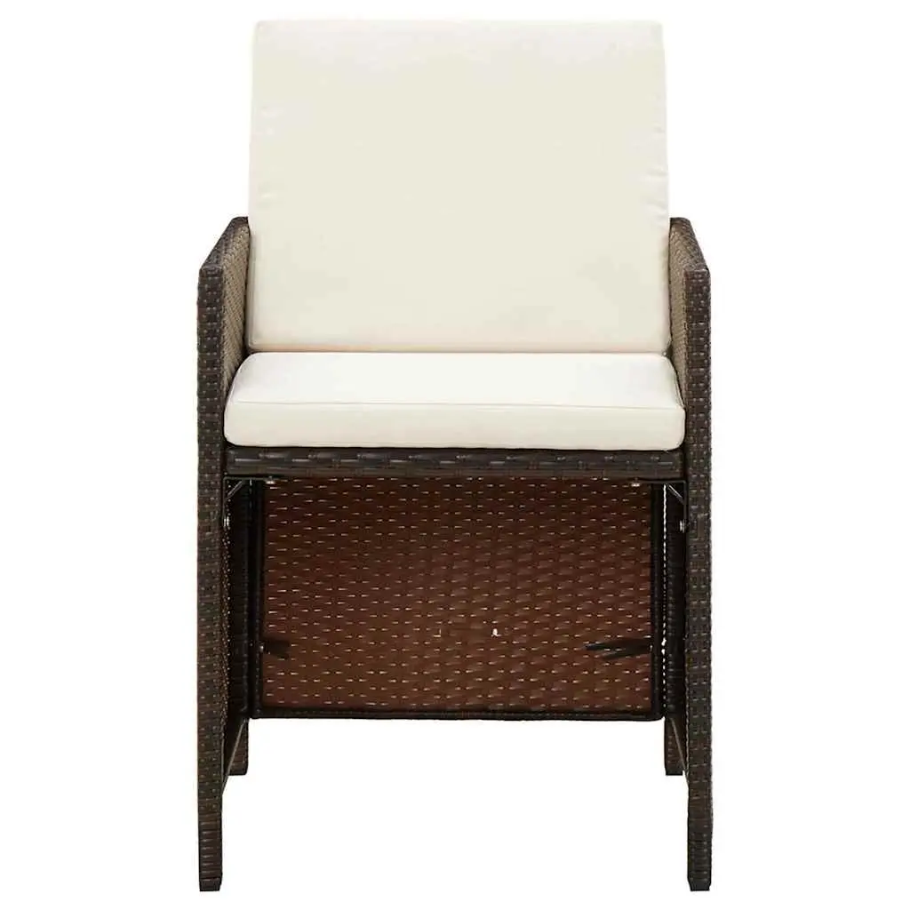 Garden Chairs Set 4 Piece Outdoor Patio Armchair Brown Poly Rattan with Cushions