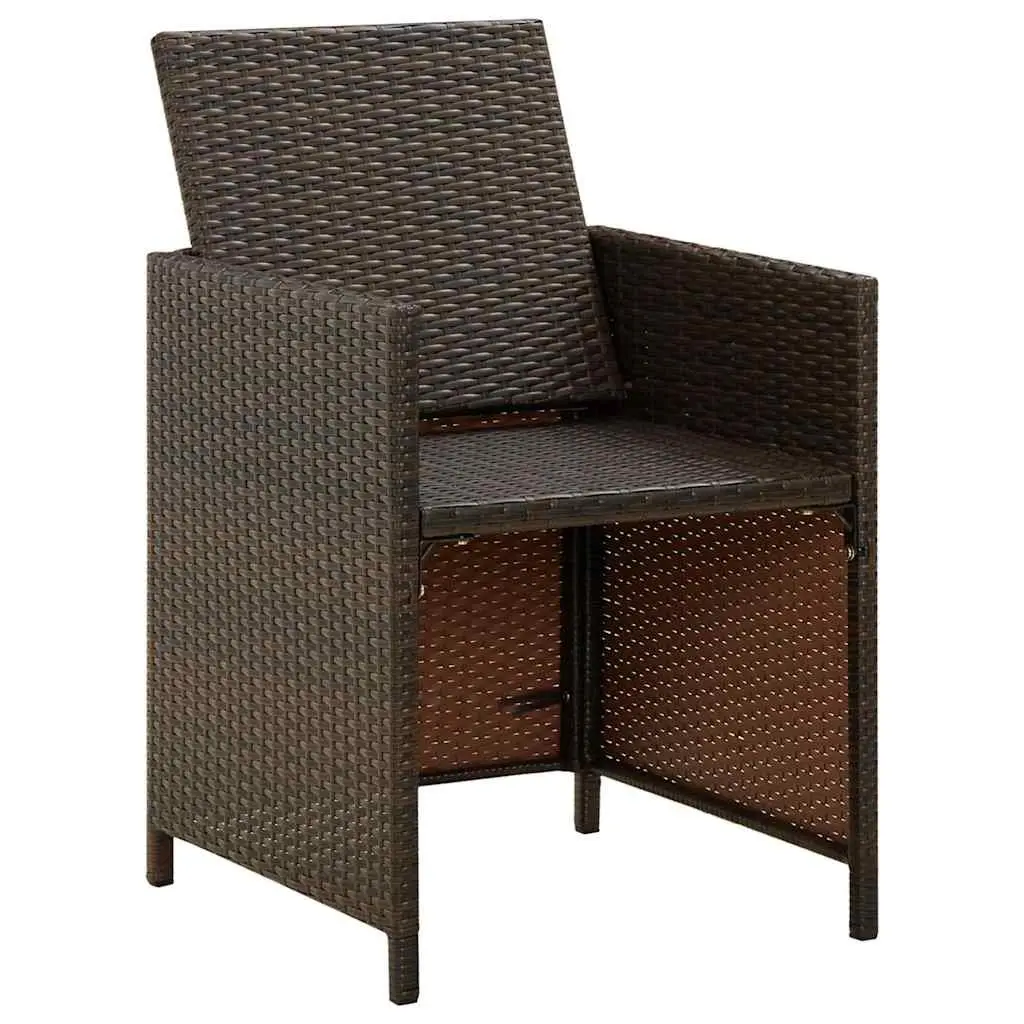 Garden Chairs Set 4 Piece Outdoor Patio Armchair Brown Poly Rattan with Cushions