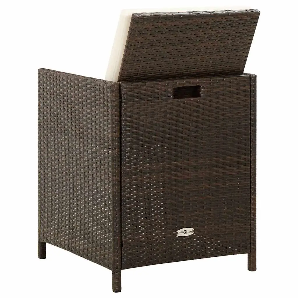 Garden Chairs Set 4 Piece Outdoor Patio Armchair Brown Poly Rattan with Cushions