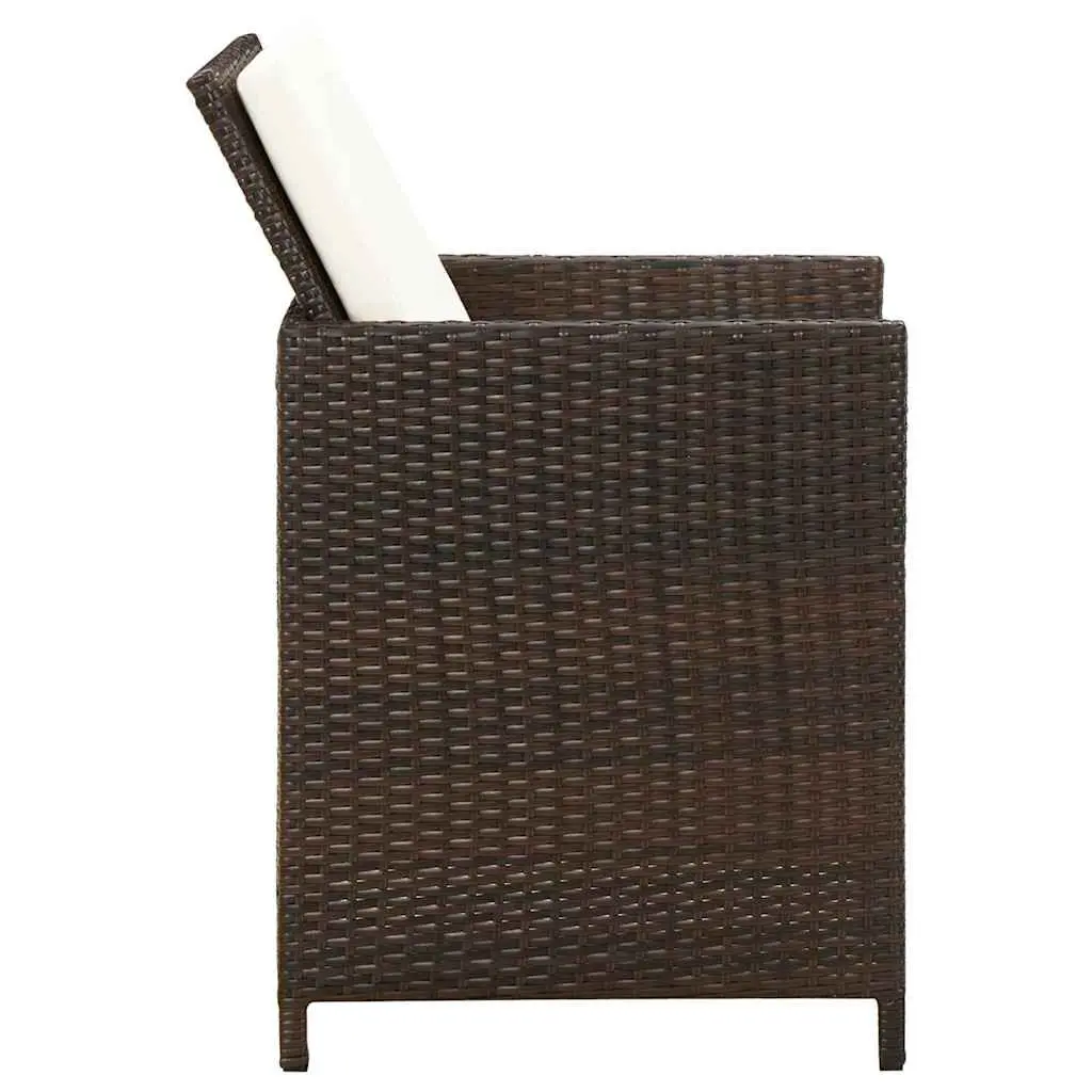 Garden Chairs Set 4 Piece Outdoor Patio Armchair Brown Poly Rattan with Cushions