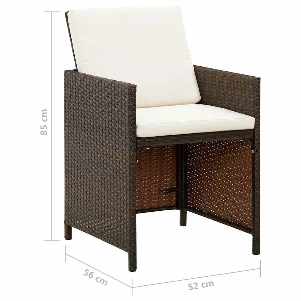 Garden Chairs Set 4 Piece Outdoor Patio Armchair Brown Poly Rattan with Cushions