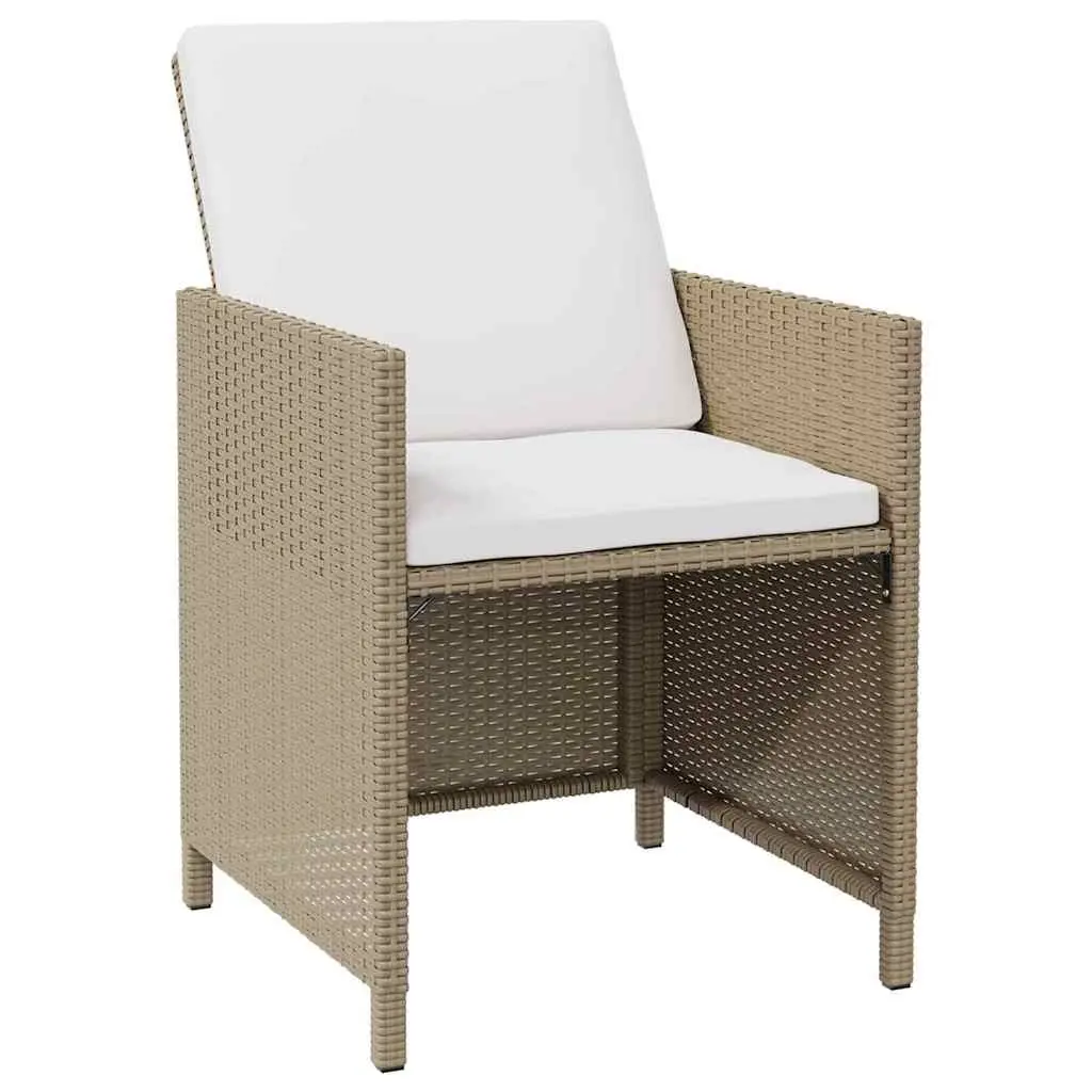 Outdoor Patio Garden Chairs Set 4 Pieces PE Rattan Armchair with Cushions Beige