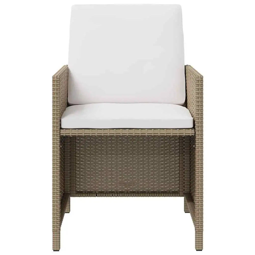 Outdoor Patio Garden Chairs Set 4 Pieces PE Rattan Armchair with Cushions Beige