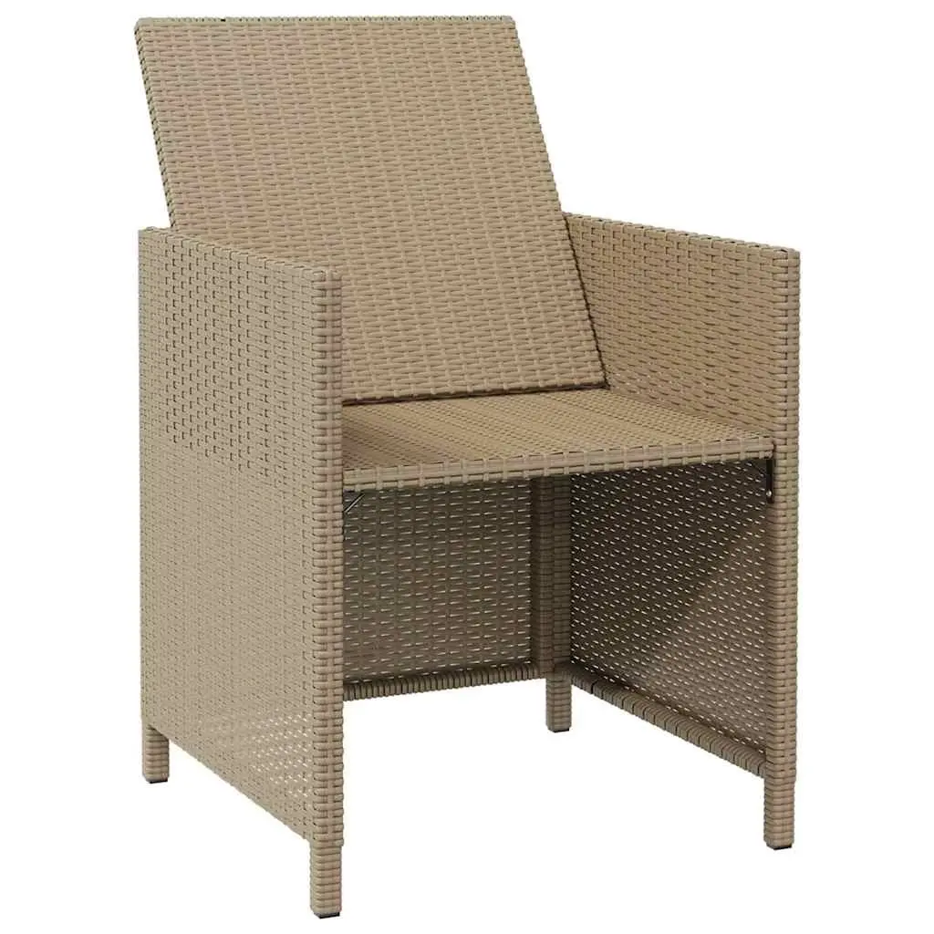 Outdoor Patio Garden Chairs Set 4 Pieces PE Rattan Armchair with Cushions Beige
