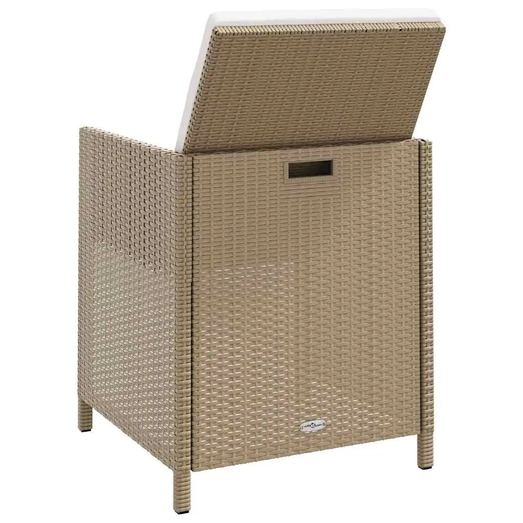Outdoor Patio Garden Chairs Set 4 Pieces PE Rattan Armchair with Cushions Beige