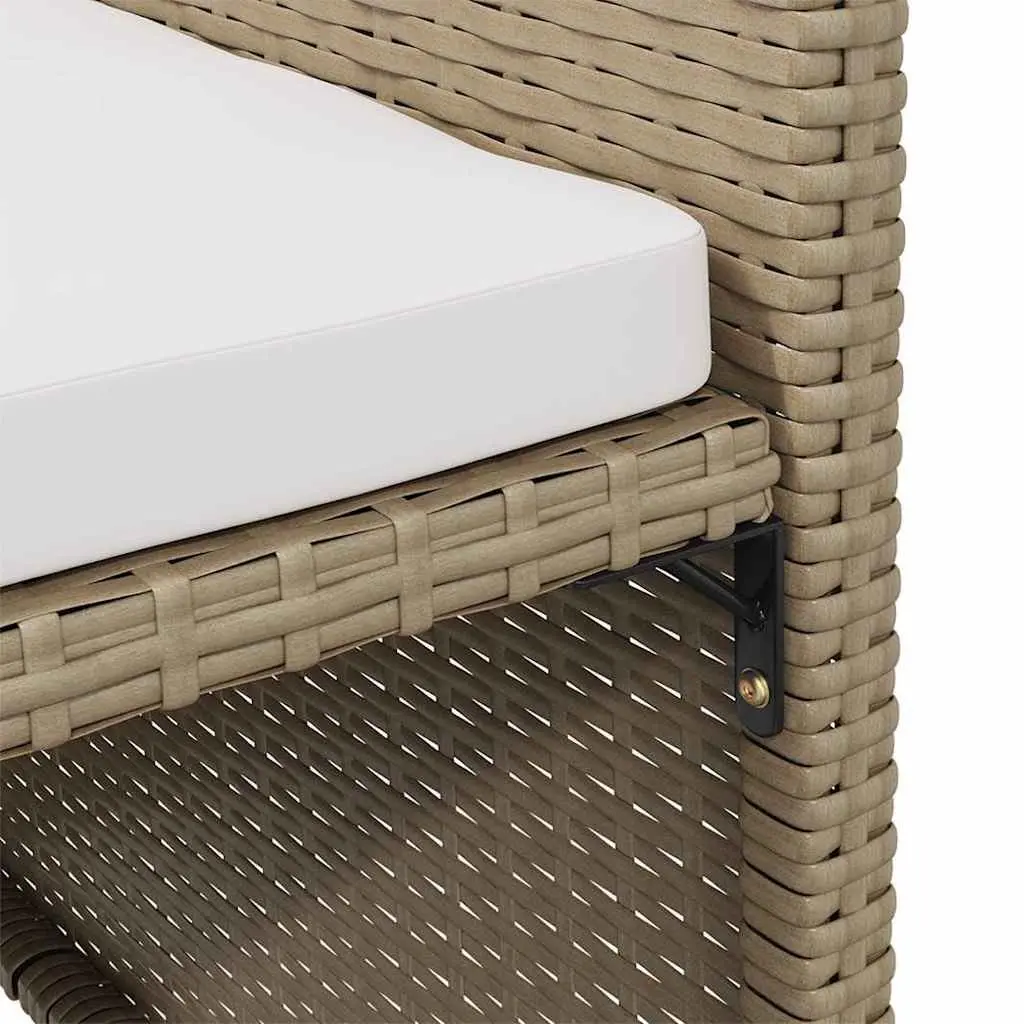 Outdoor Patio Garden Chairs Set 4 Pieces PE Rattan Armchair with Cushions Beige