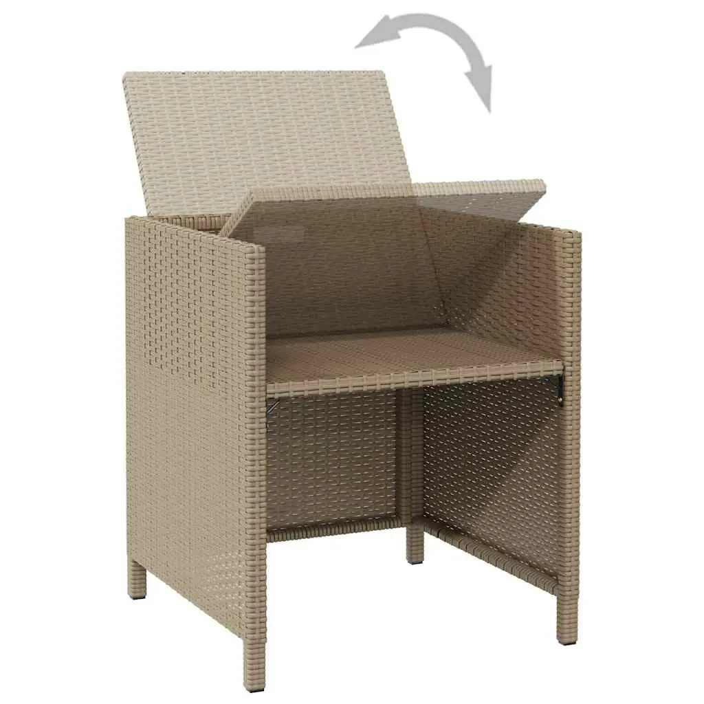 Outdoor Patio Garden Chairs Set 4 Pieces PE Rattan Armchair with Cushions Beige