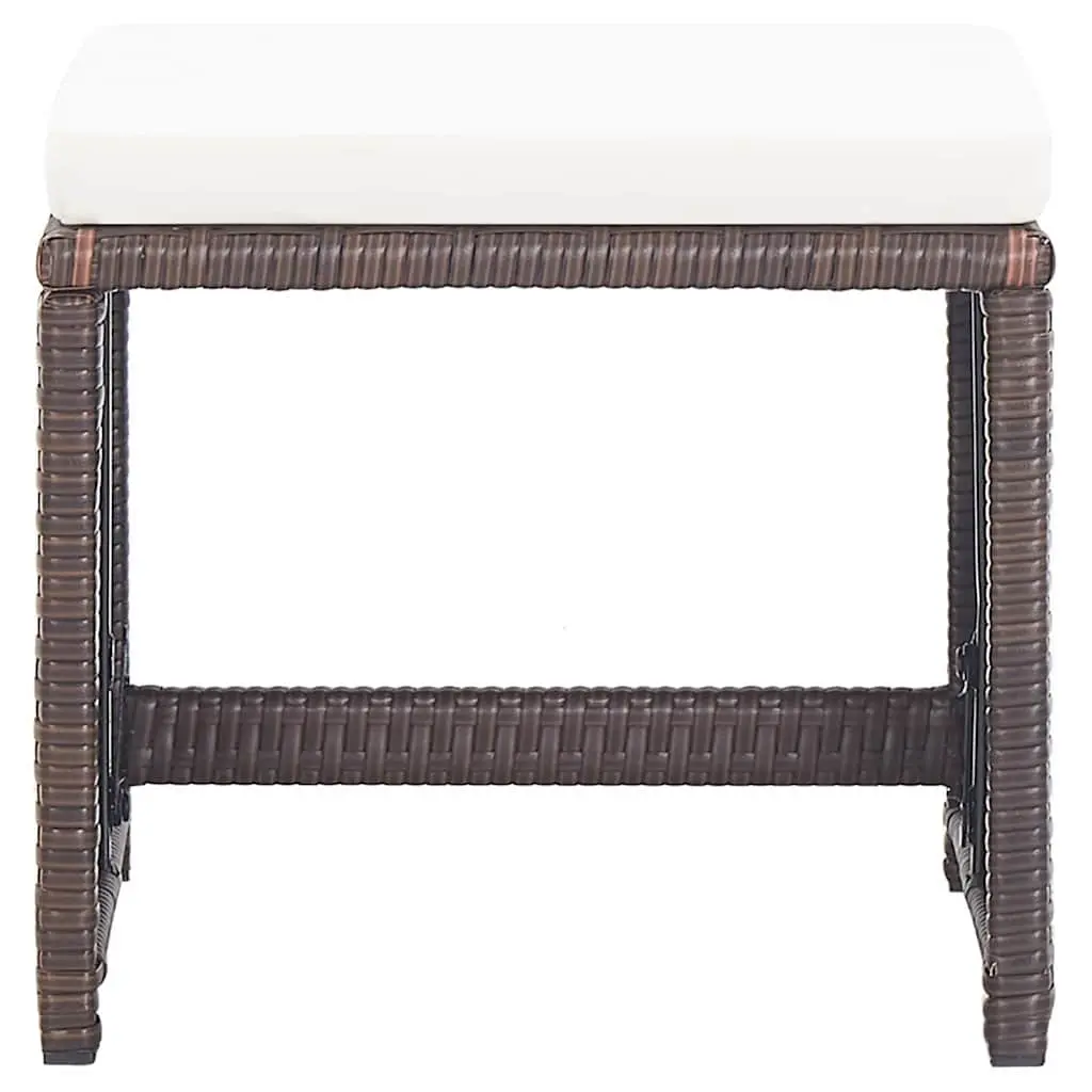Garden Stools Set 4 Piece Outdoor Use Brown Rattan with Seat Cushions