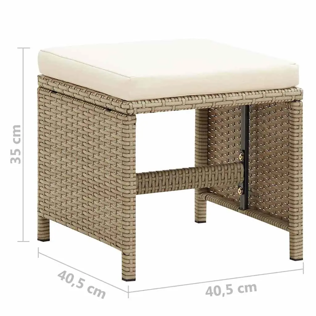Outdoor Garden Stools Set 4 pcs Footrest Beige