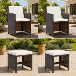 Comfortable 4 Piece Outdoor Seating Set with Brown Cushions