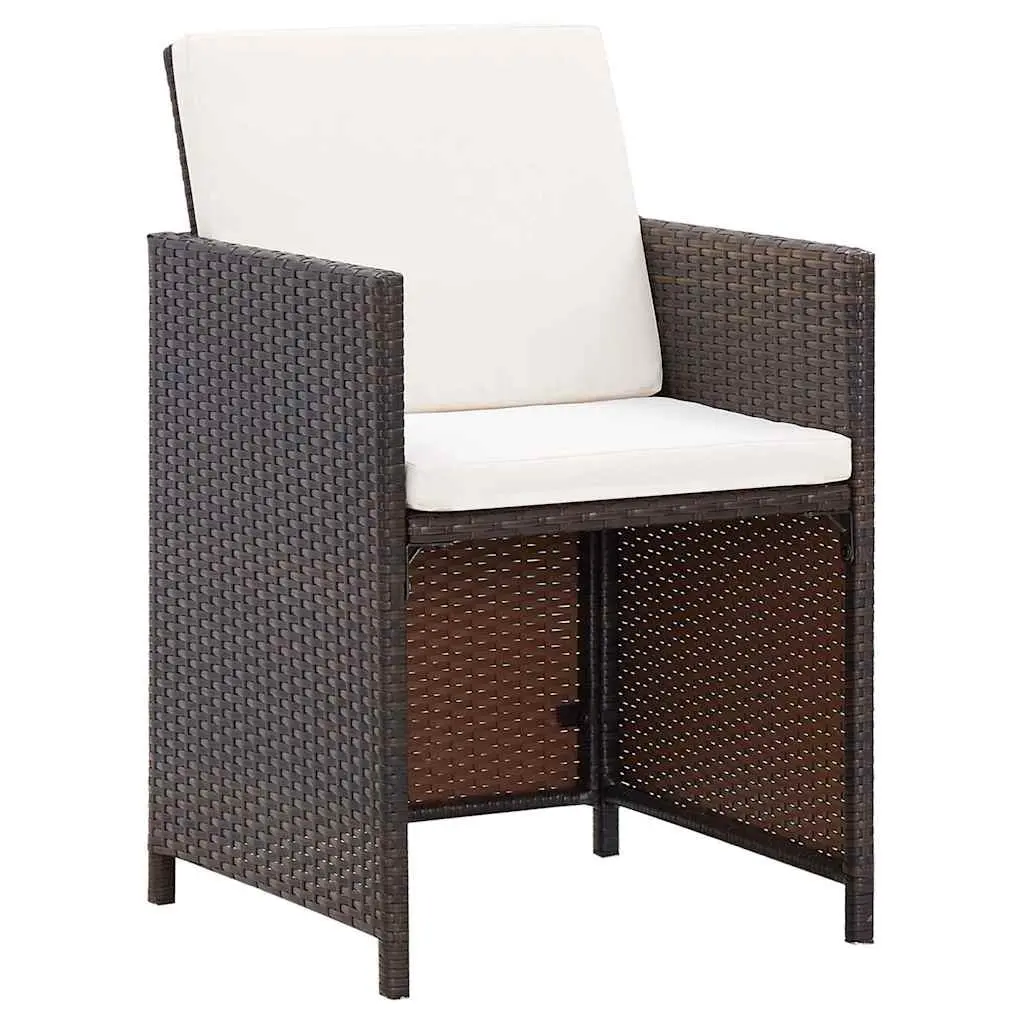 4 Piece Outdoor Garden Chair Stool Set Patio Seating Cushions Brown