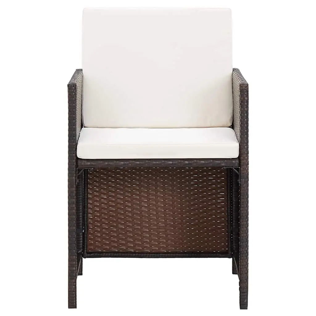 4 Piece Outdoor Garden Chair Stool Set Patio Seating Cushions Brown