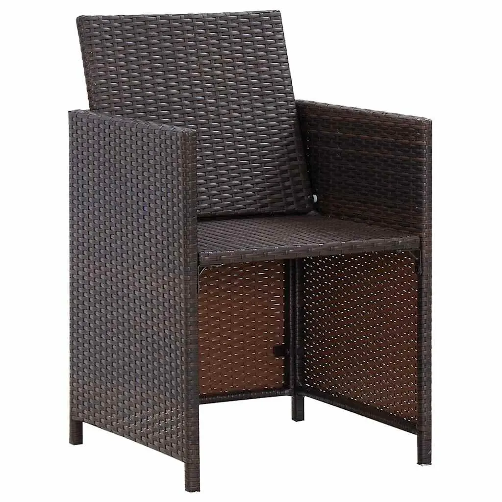 4 Piece Outdoor Garden Chair Stool Set Patio Seating Cushions Brown