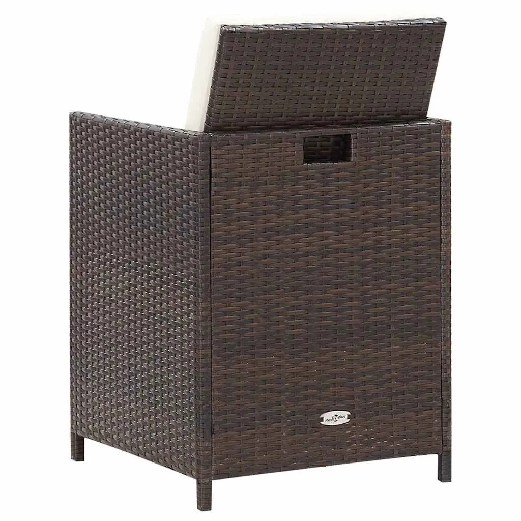 4 Piece Outdoor Garden Chair Stool Set Patio Seating Cushions Brown