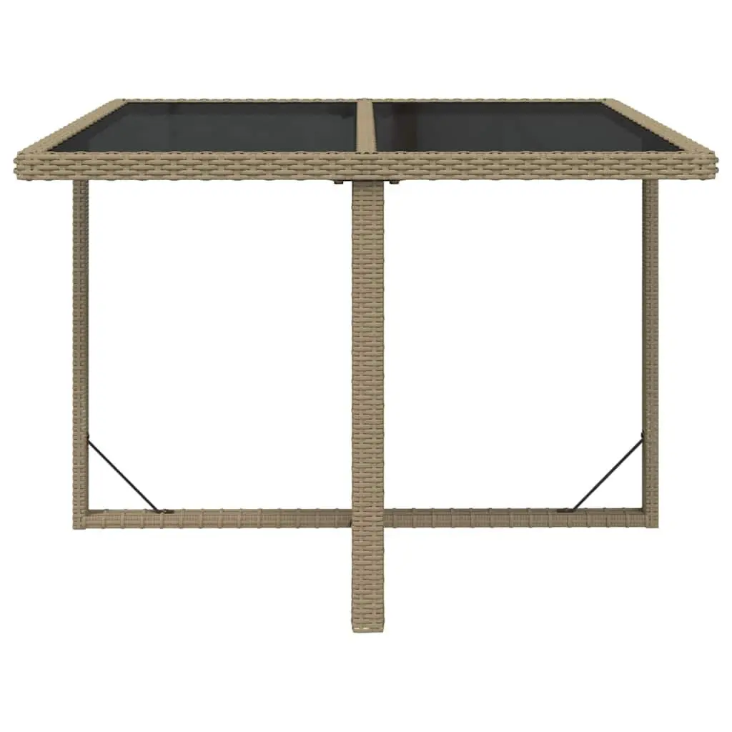 Garden Table Outdoor Dining 109x107x74cm Beige Weather Resistant PE Rattan