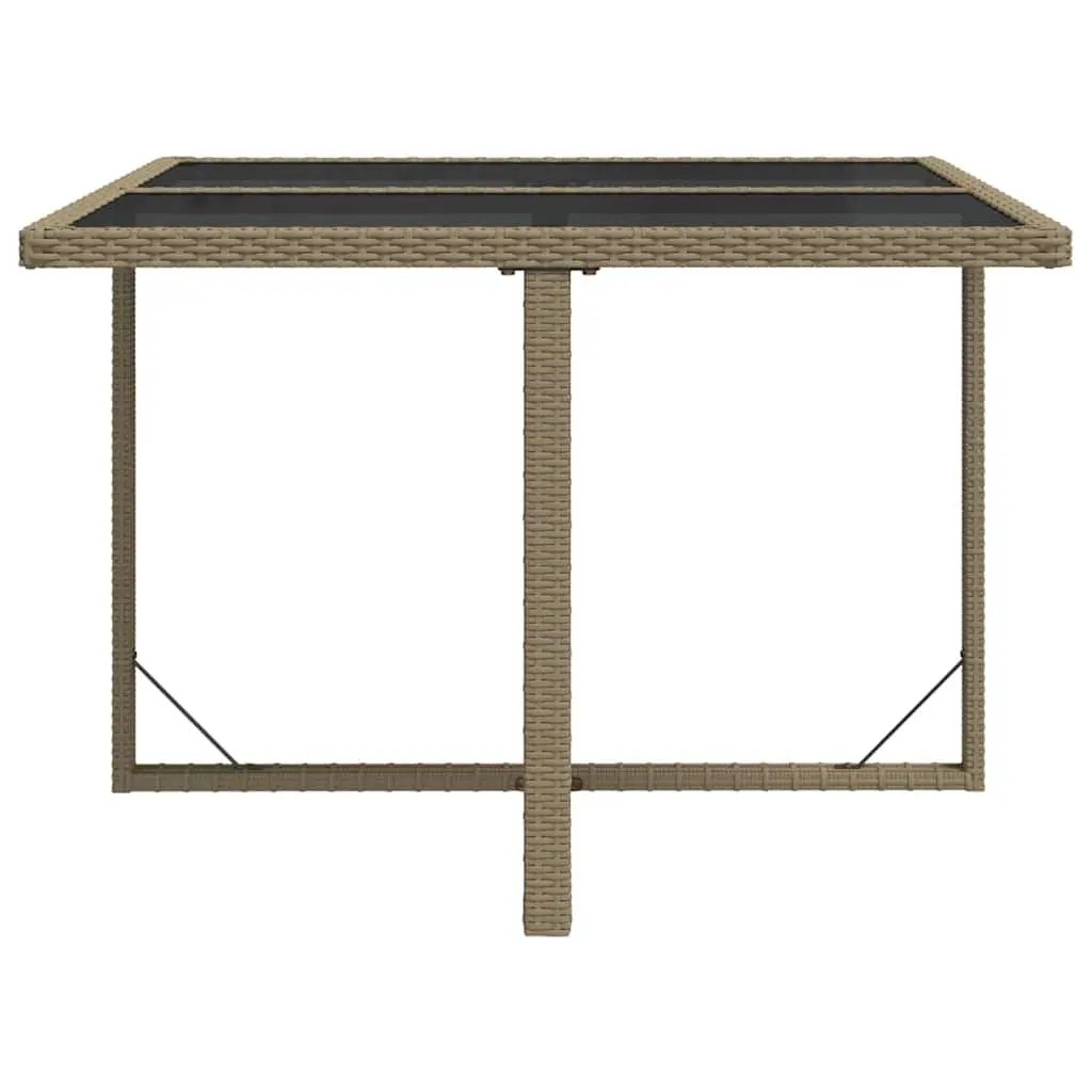 Garden Table Outdoor Dining 109x107x74cm Beige Weather Resistant PE Rattan