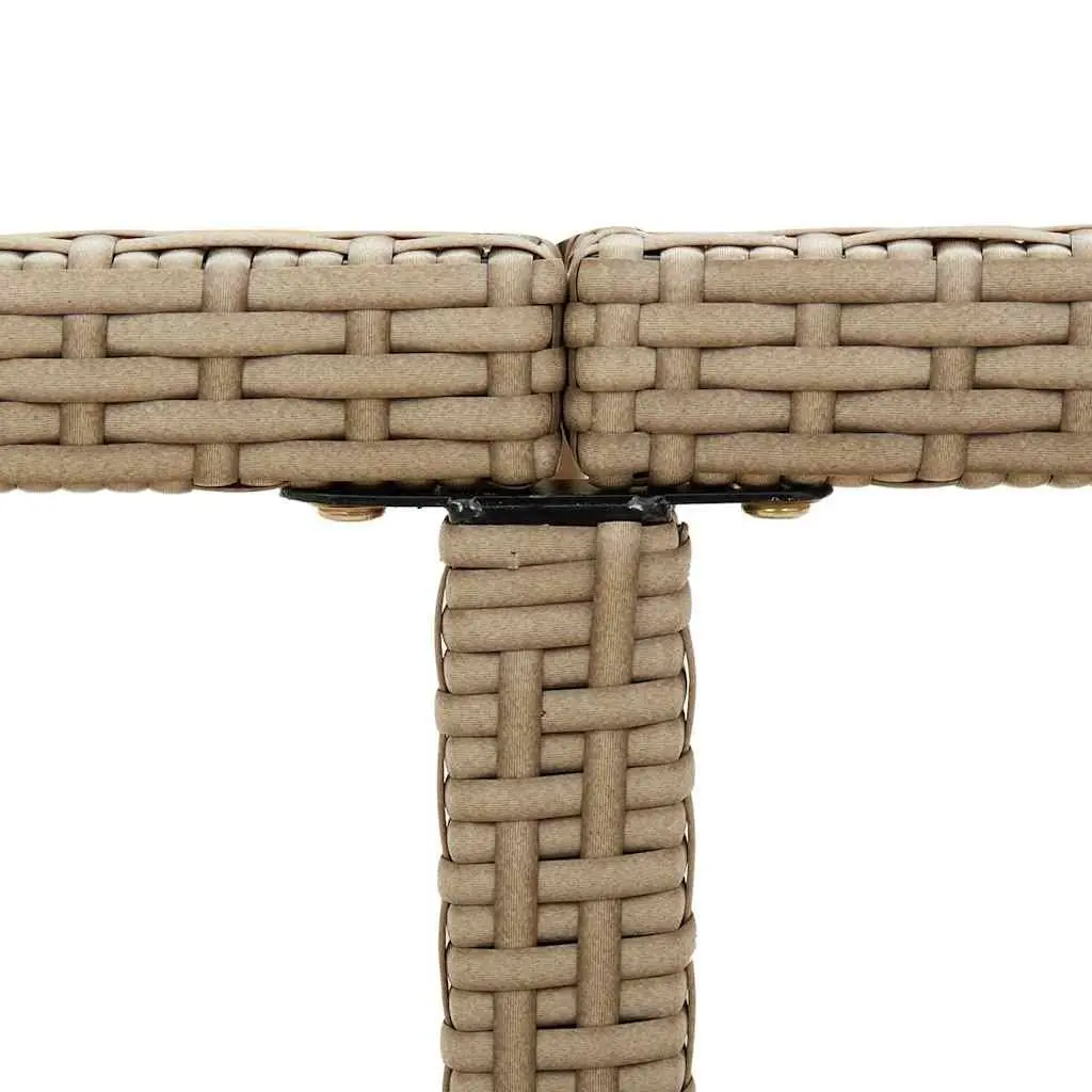Garden Table Outdoor Dining 109x107x74cm Beige Weather Resistant PE Rattan