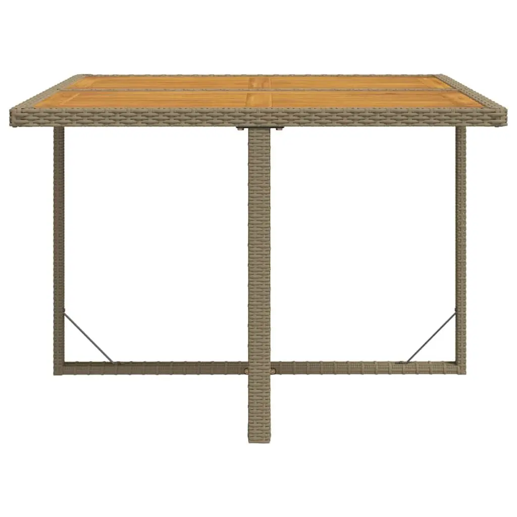 Garden Dining Table Beige Outdoor Furniture Patio Rattan Wood Acacia