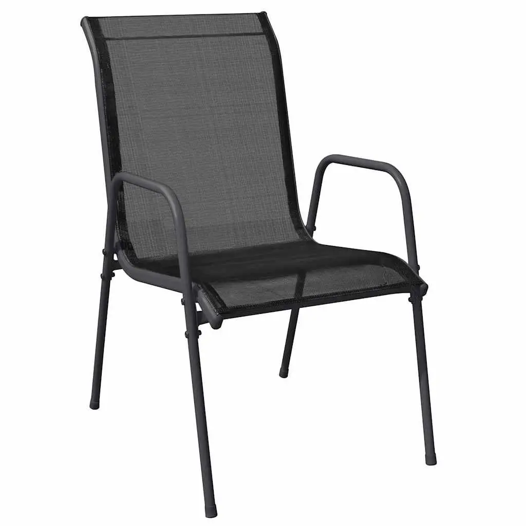 Outdoor Chairs Garden Armchairs 2 Piece Black Steel Textilene Weather-Resistant