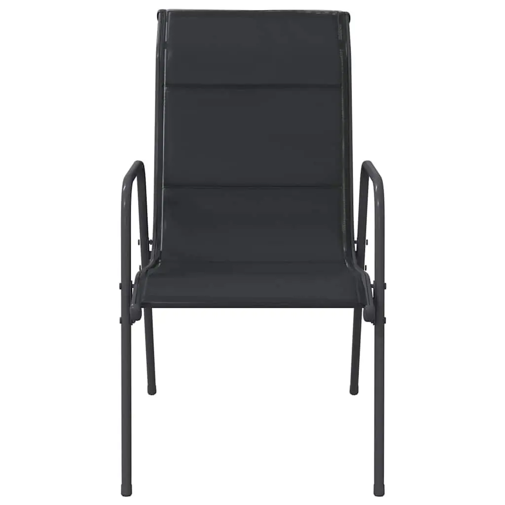 Garden Chairs Set 4 Pieces Black Textilene Fabric Steel Frame Outdoor Seating