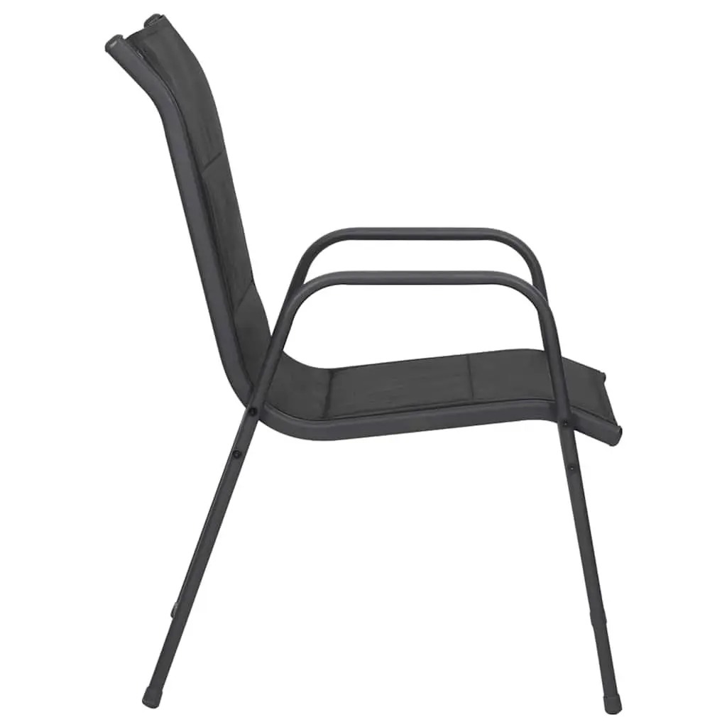 Garden Chairs Set 4 Pieces Black Textilene Fabric Steel Frame Outdoor Seating
